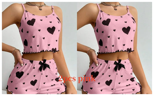 Women's Pajamas Set Sleepwear 2 PCS Short Tank Tops And Shorts S M L