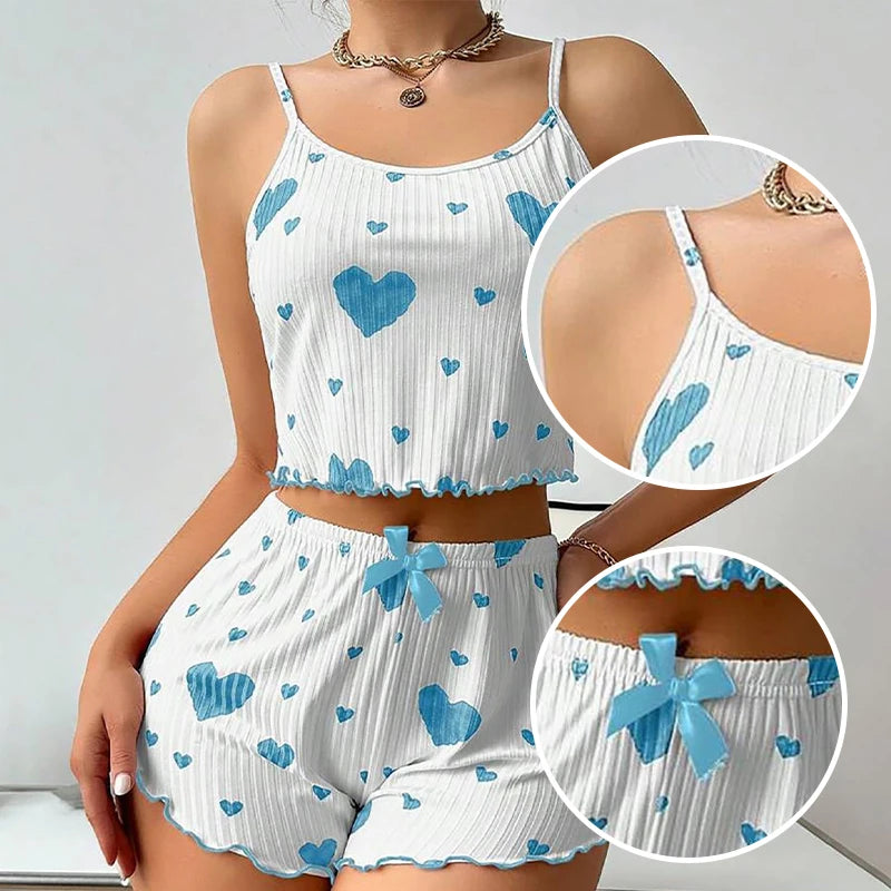 Women's Pajamas Set Sleepwear 2 PCS Short Tank Tops And Shorts S M L