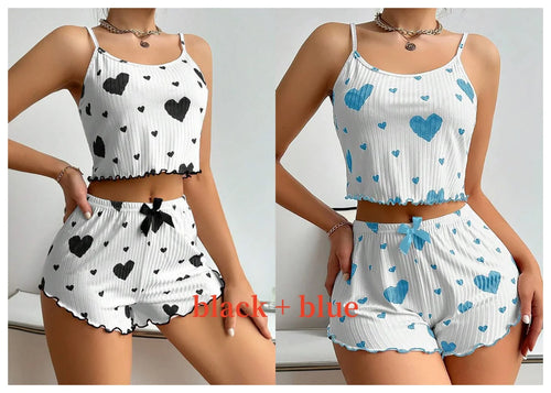 Women's Pajamas Set Sleepwear 2 PCS Short Tank Tops And Shorts S M L