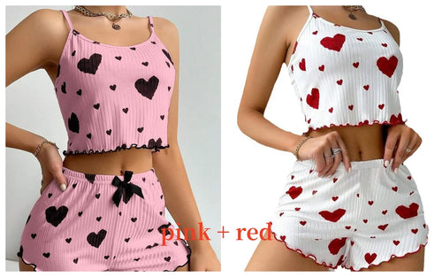 Women's Pajamas Set Sleepwear 2 PCS Short Tank Tops And Shorts S M L