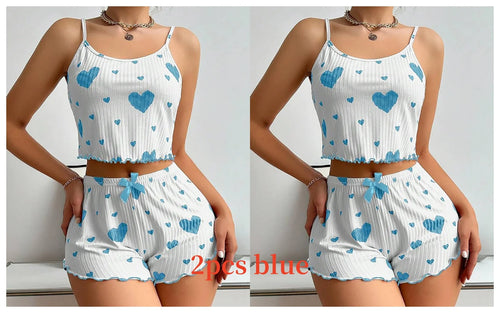 Women's Pajamas Set Sleepwear 2 PCS Short Tank Tops And Shorts S M L