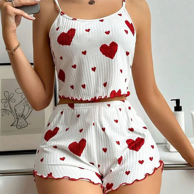 Women's Pajamas Set Sleepwear 2 PCS Short Tank Tops And Shorts S M L