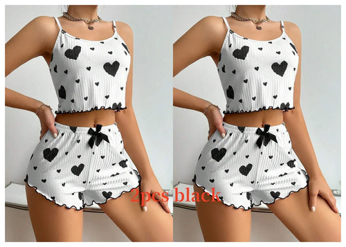 Women's Pajamas Set Sleepwear 2 PCS Short Tank Tops And Shorts S M L