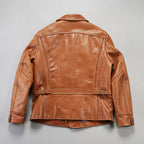 Bear Leather Jacket Men's Lapel Oil Wax Cowhide Coat