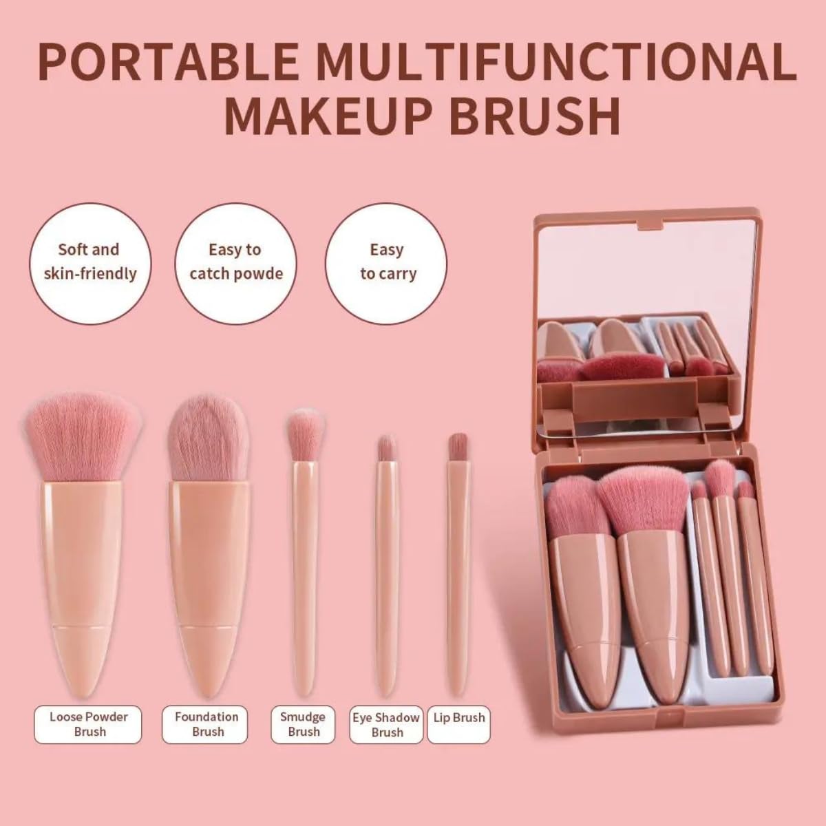 Makeup Brush Set With Mirror Case