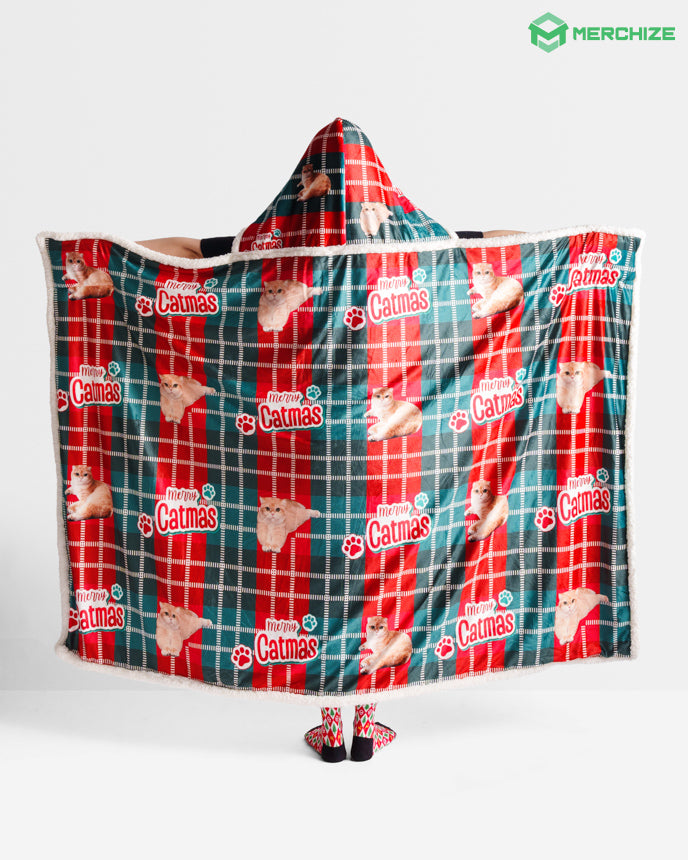 All-over Print Hooded Blanket (White Binding) - Adult